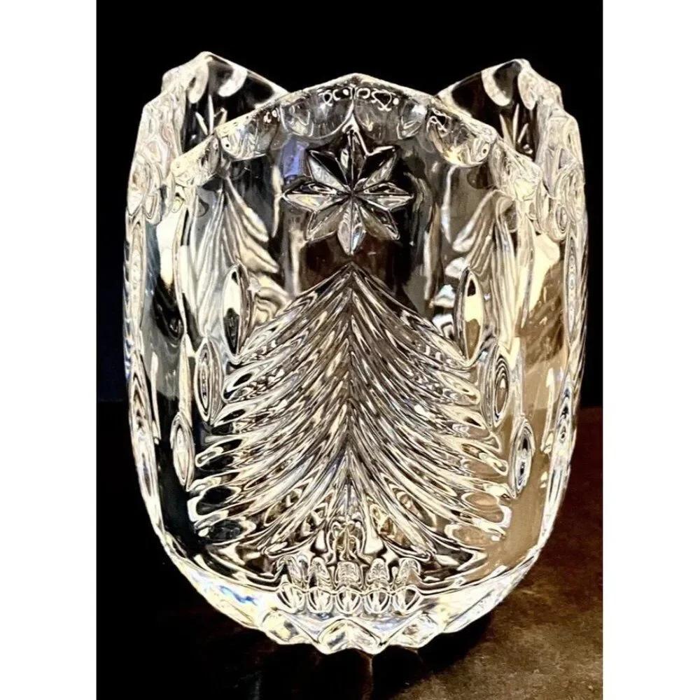 Mikasa Germany Crystal Christmas Tree Tea Light Votive Candle Holder Small Vase